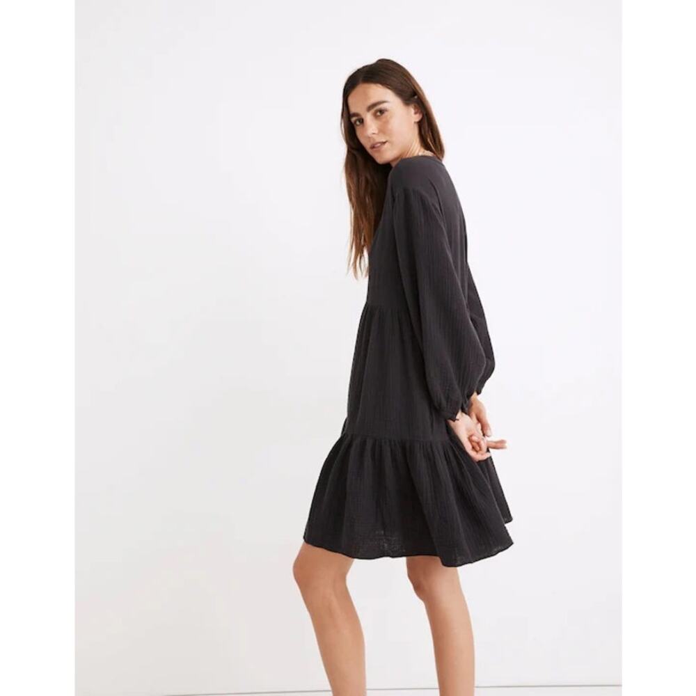 Madewell Black Lightspun Muslin Colette Mini Dress Size 4 - Picture 2 of 10